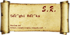 Sághi Réka névjegykártya